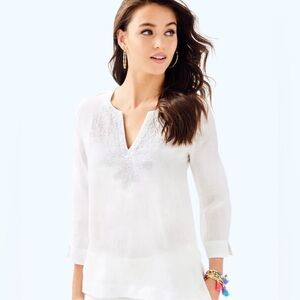 Lilly Pulitzer Amelia Island Tunic size M White Beaded